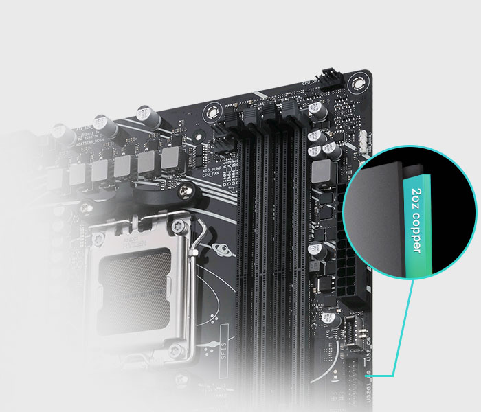 The PRIME B650-PLUS WIFI motherboard features Stack Cool 3+.